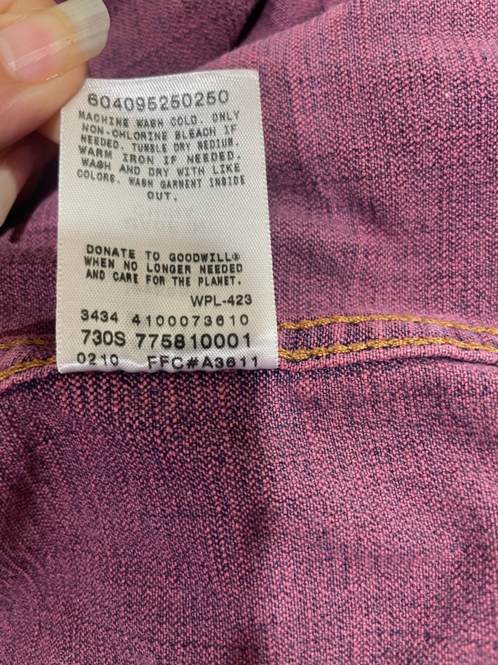 Vintage Look LEVI'S Purple Jean Jacket - Y2K Aesthetic - Feb 2010 - Size S - Picture 10 of 16